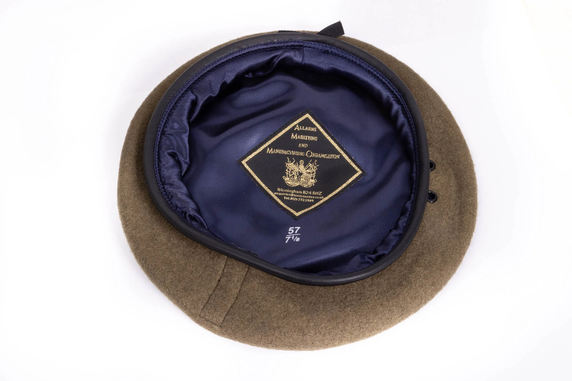 Beret Khaki - Blue Silk Lined - Small crown - Image 4